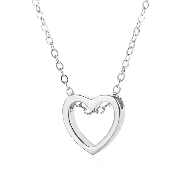 01 Necklaces N1794 Silver Hollow Heart Necklace with FREE Earrings