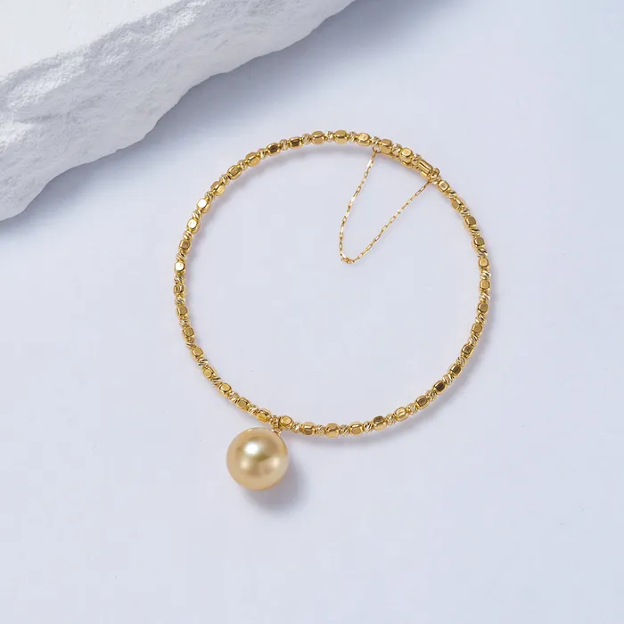 18K Solid Gold Golden South Sea Pearl Bracelet KB00034 Pearly Lustre Bracelets