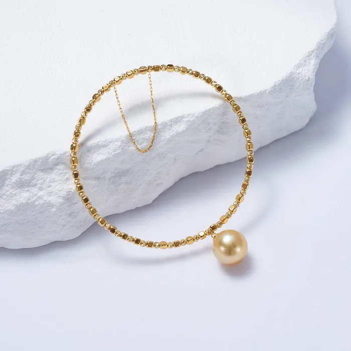 18K Solid Gold Golden South Sea Pearl Bracelet KB00034 Pearly Lustre Bracelets