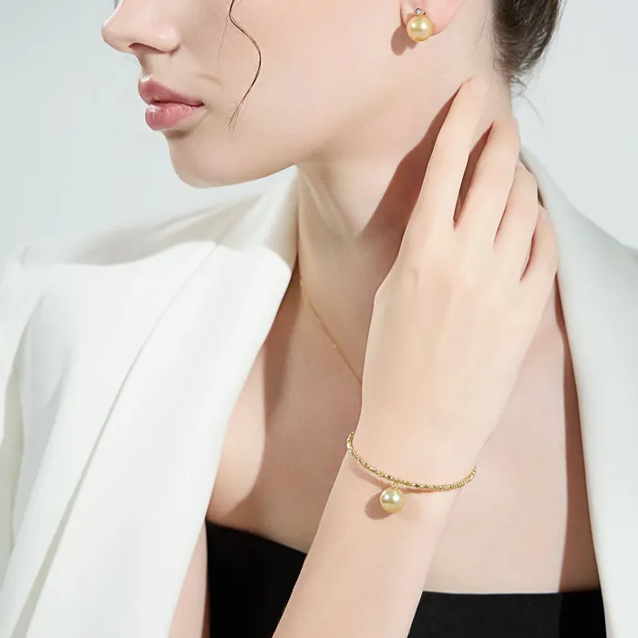 18K Solid Gold Golden South Sea Pearl Bracelet KB00034 Pearly Lustre Bracelets