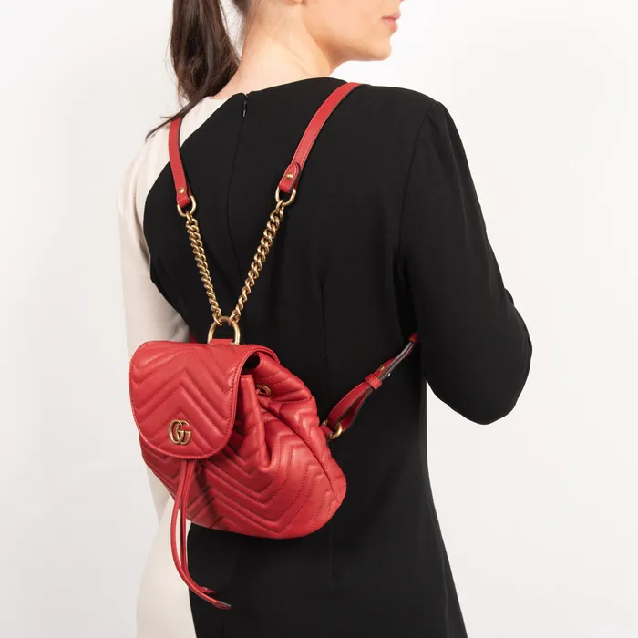 Gucci Earrings PreOwned Gucci GG Marmont Matelasse Mini Flap Backpack