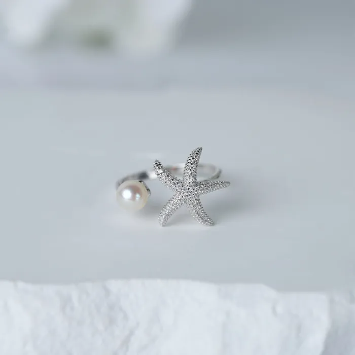 Pearly Lustre Top Grade Freshwater Pearl Ring WR00322 STARFISH Rings