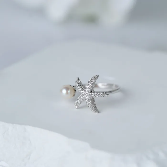 Pearly Lustre Top Grade Freshwater Pearl Ring WR00322 STARFISH Rings