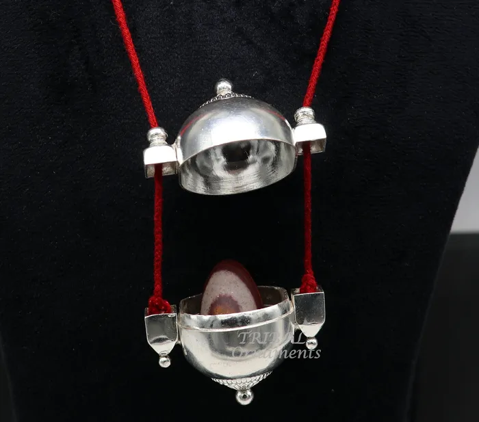 Sterling silver handmade lord shiva amazing lingam box container box pendant jewelry for belly dance nsp111 TRIBAL ORNAMENTS Necklaces