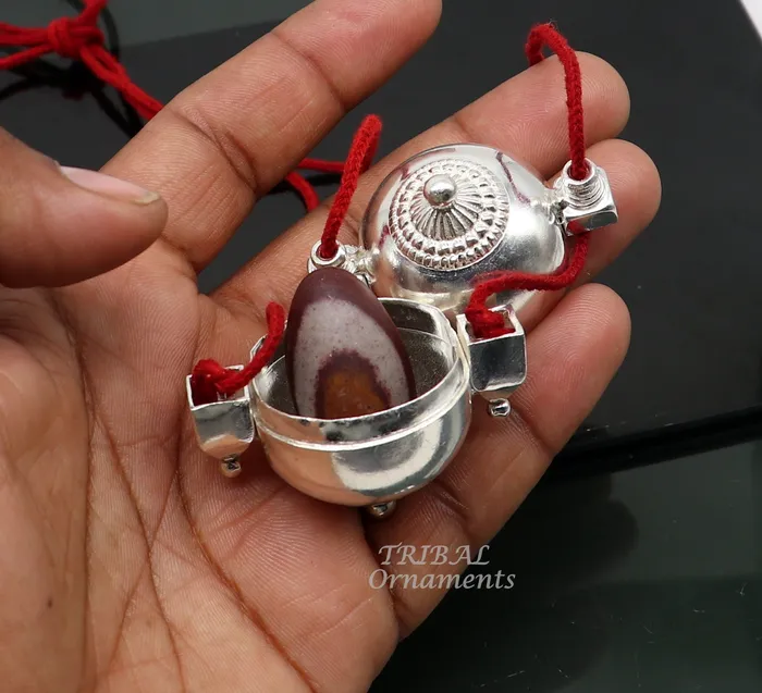 Sterling silver handmade lord shiva amazing lingam box container box pendant jewelry for belly dance nsp111 TRIBAL ORNAMENTS Necklaces
