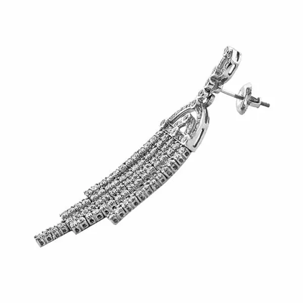 Diamond Source NYC Beautiful 14K white gold diamond long Chandelier earrings Earrings