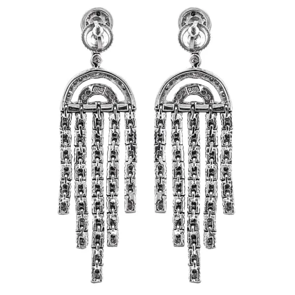 Diamond Source NYC Beautiful 14K white gold diamond long Chandelier earrings Earrings