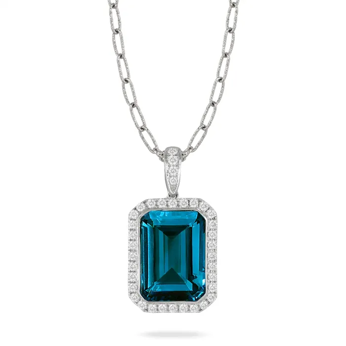 Doves 18K White Gold Diamond Pendant with London Blue Topaz Doves PreStyled Sets Doves 18K White Gold Diamond Pendant with London Blue Topaz Doves PreStyled Sets