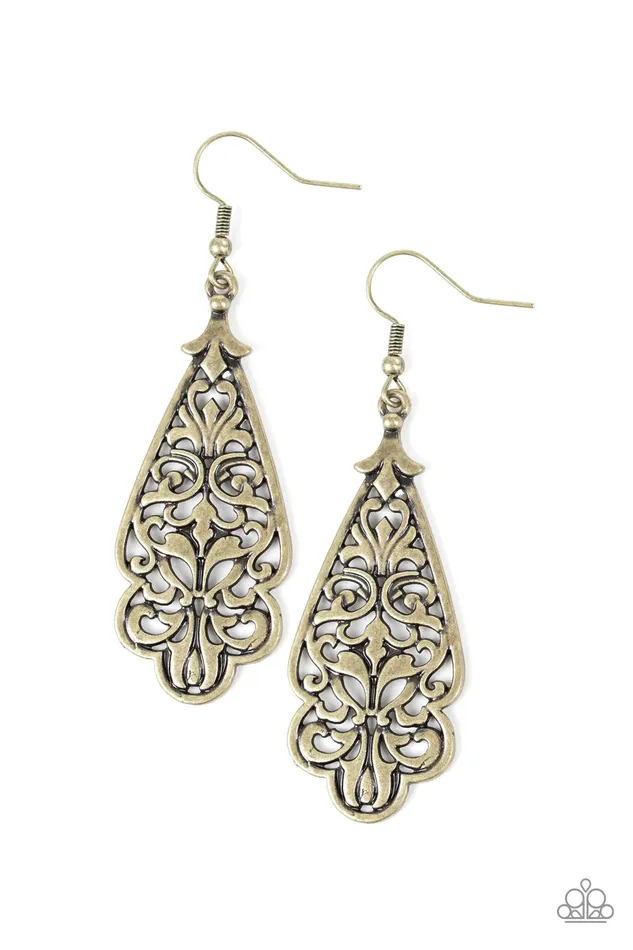 Earrings Paparazzi Jewelry Paparazzi Earring Greenhouse Goddess Brass