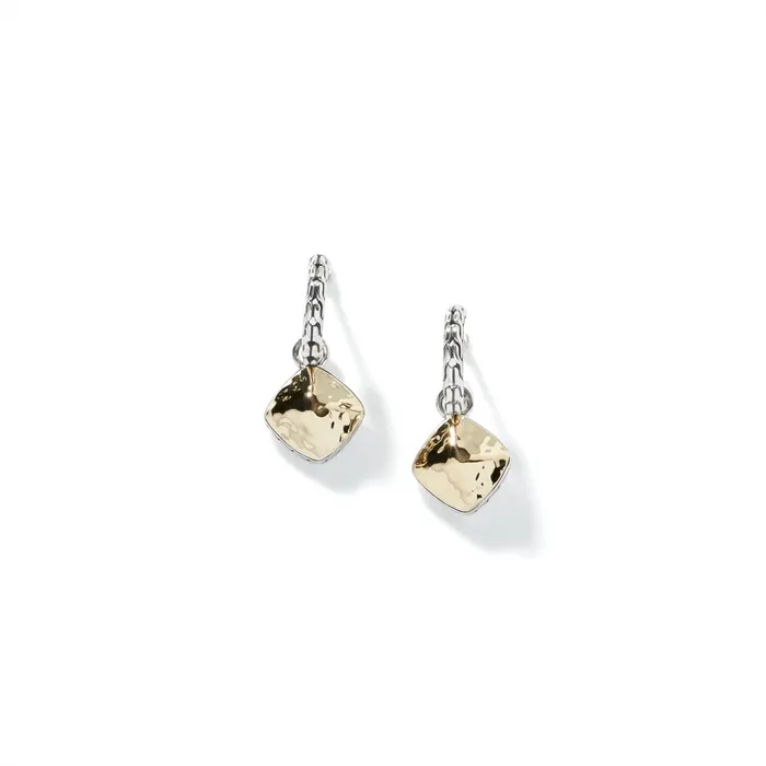 John Hardy Classic Chain Silver and 18K Gold Hammered Drop Earrings John Hardy Earrings John Hardy Classic Chain Silver and 18K Gold Hammered Drop Earrings John Hardy Earrings