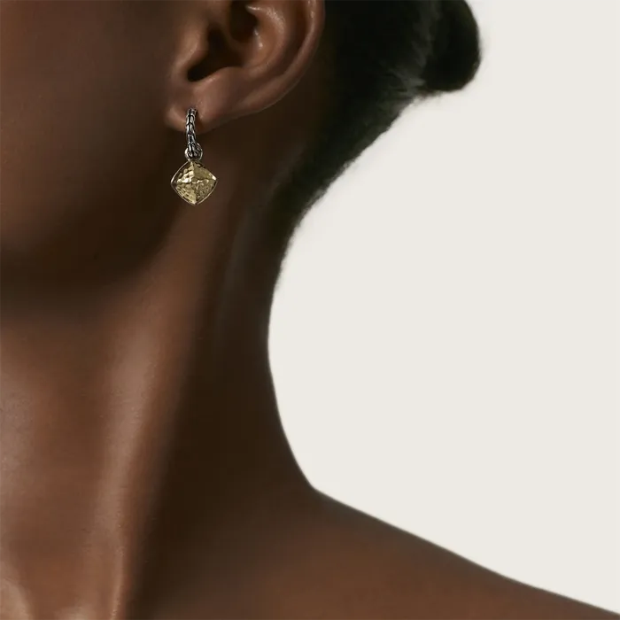 John Hardy Classic Chain Silver and 18K Gold Hammered Drop Earrings John Hardy Earrings John Hardy Classic Chain Silver and 18K Gold Hammered Drop Earrings John Hardy Earrings