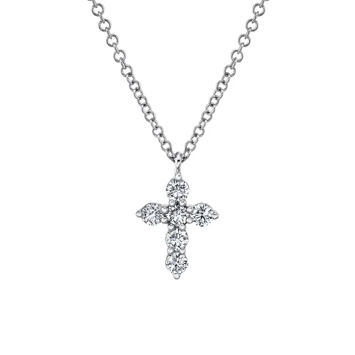 Meierotto Jewelers Necklaces 14K White Gold Diamond Cross Necklace