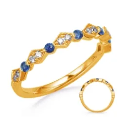 Meierotto Jewelers Rings 14K Yellow Gold Fancy Diamond Sapphire Band Alternating Round Horizontal Diamond Design Meierotto Jewelers Rings 14K Yellow Gold Fancy Diamond Sapphire Band Alternating Round Horizontal Diamond Design