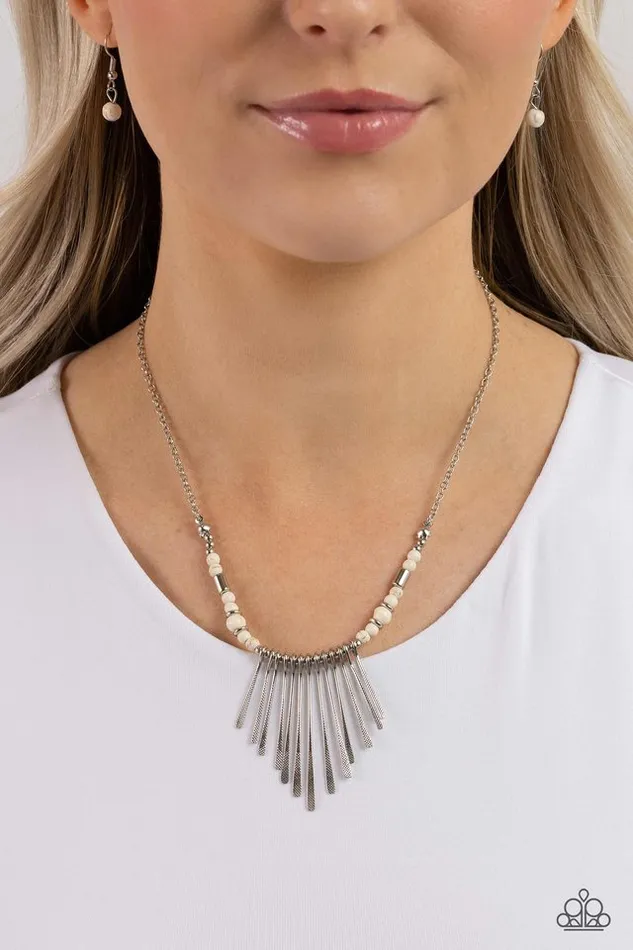 Paparazzi Necklace CLAWS of Nature White Paparazzi Jewelry Necklaces
