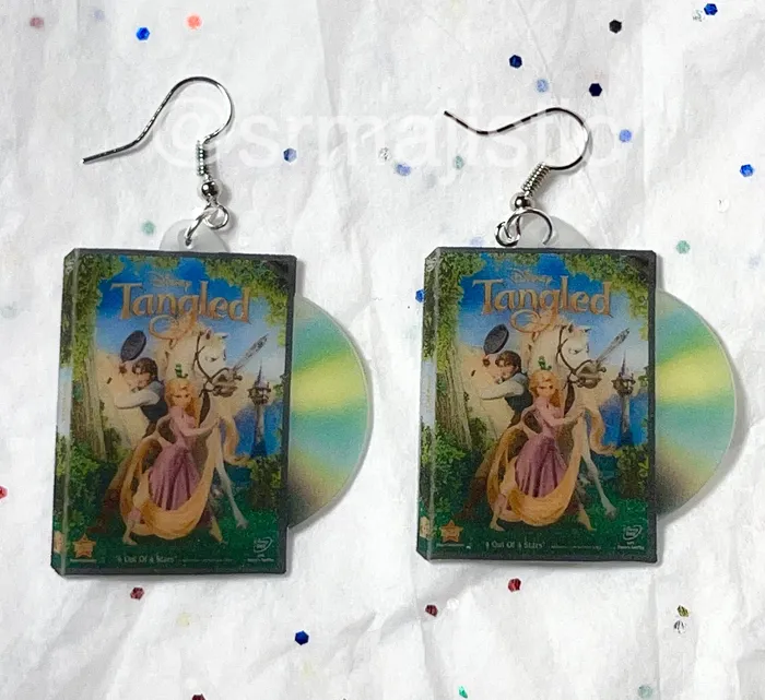 Sam Makes Things Earrings Tangled 2010 DVD 2D detailed Handmade Earrings