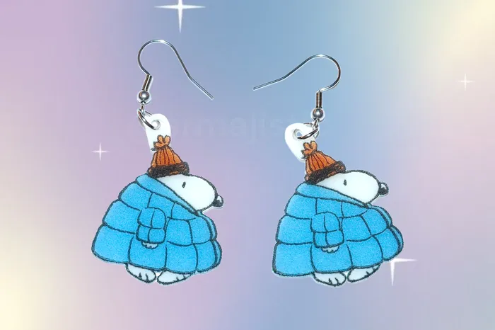 Snoopy in a Puffer Jacket Cute Character Handmade Earrings Sam Makes Things Earrings Snoopy in a Puffer Jacket Cute Character Handmade Earrings Sam Makes Things Earrings