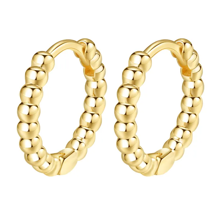Earrings Glint Beaded Hoop Earrings 14K Gold Hey Happiness