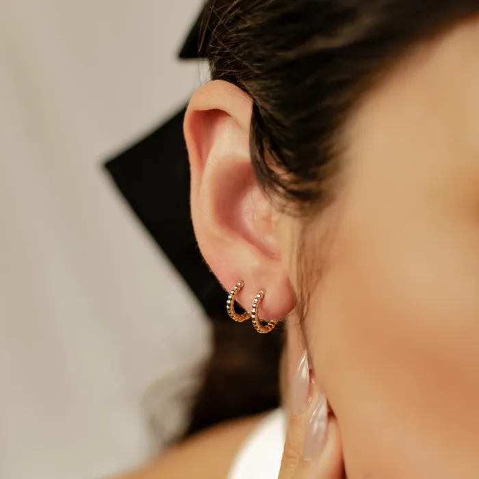 Earrings Glint Beaded Hoop Earrings 14K Gold Hey Happiness Earrings Glint Beaded Hoop Earrings 14K Gold Hey Happiness