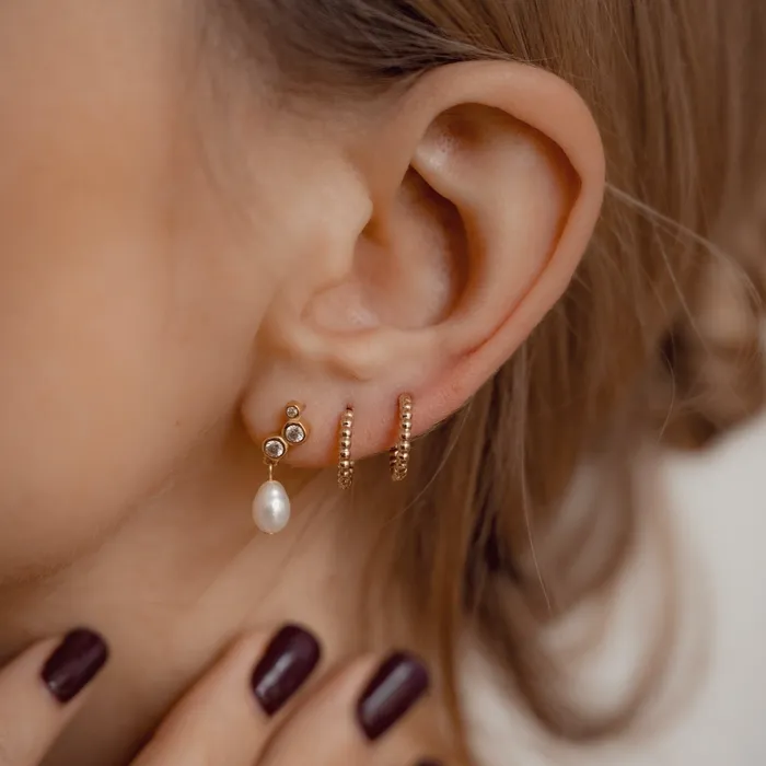 Earrings Glint Beaded Hoop Earrings 14K Gold Hey Happiness Earrings Glint Beaded Hoop Earrings 14K Gold Hey Happiness