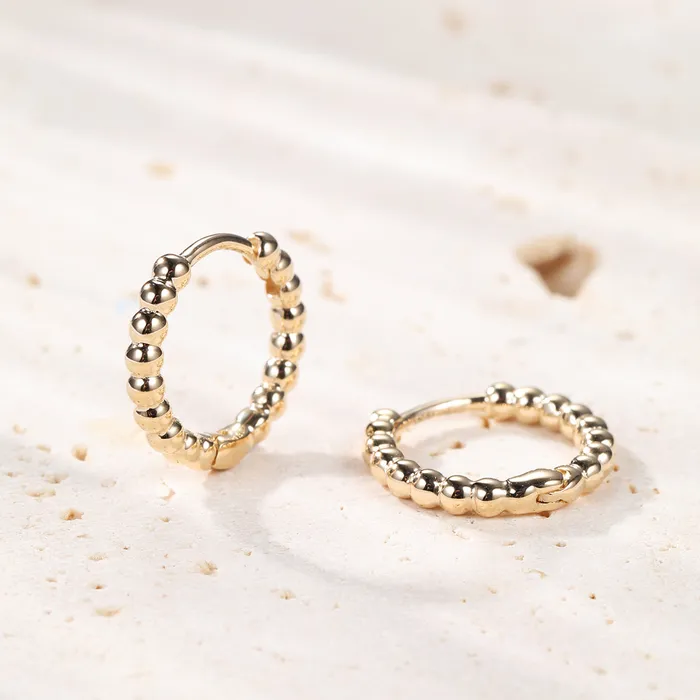 Earrings Glint Beaded Hoop Earrings 14K Gold Hey Happiness Earrings Glint Beaded Hoop Earrings 14K Gold Hey Happiness