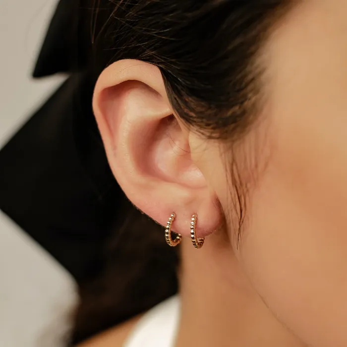 Earrings Glint Beaded Hoop Earrings 14K Gold Hey Happiness Earrings Glint Beaded Hoop Earrings 14K Gold Hey Happiness