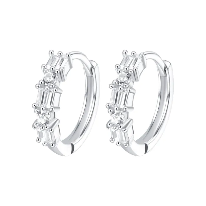 Earrings Hey Happiness Baguette Huggie Earrings Sterling Silver