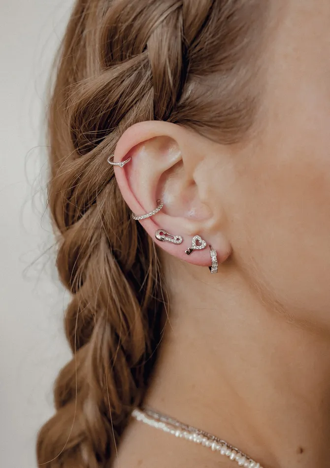 Earrings Hey Happiness Baguette Huggie Earrings Sterling Silver Earrings Hey Happiness Baguette Huggie Earrings Sterling Silver