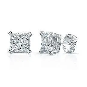 GB Earrings 15 Ct Prong Set Princess Cut Natural Earth Mined Diamond Stud Earring 14K White Gold GB Earrings 15 Ct Prong Set Princess Cut Natural Earth Mined Diamond Stud Earring 14K White Gold