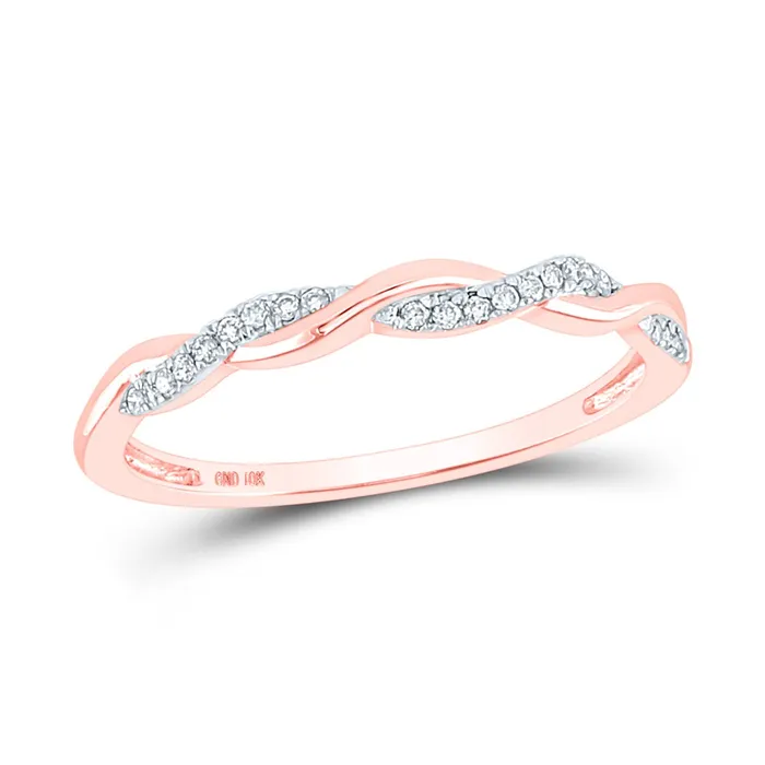 GND Rings GND 10Kt Rose Gold Womens Round Diamond Twist Stackable Band Ring 112 Cttw S7 GND Rings GND 10Kt Rose Gold Womens Round Diamond Twist Stackable Band Ring 112 Cttw S7