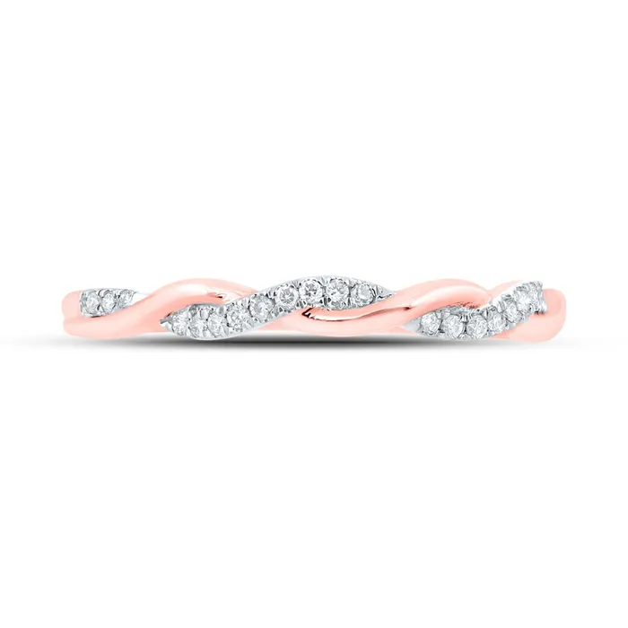 GND Rings GND 10Kt Rose Gold Womens Round Diamond Twist Stackable Band Ring 112 Cttw S7 GND Rings GND 10Kt Rose Gold Womens Round Diamond Twist Stackable Band Ring 112 Cttw S7