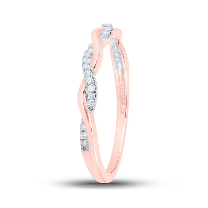 GND Rings GND 10Kt Rose Gold Womens Round Diamond Twist Stackable Band Ring 112 Cttw S7 GND Rings GND 10Kt Rose Gold Womens Round Diamond Twist Stackable Band Ring 112 Cttw S7