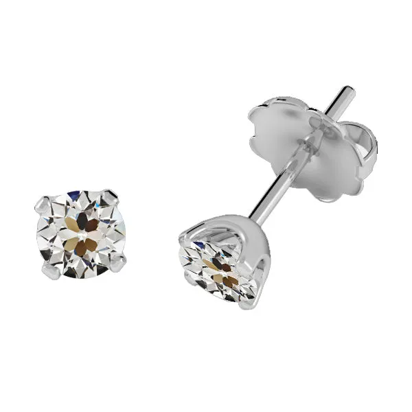 HarryChadEntcom Earrings Old Mine Cut Round Natural Diamond Stud Earrings 4 Prong Set 3 Carats HarryChadEntcom Earrings Old Mine Cut Round Natural Diamond Stud Earrings 4 Prong Set 3 Carats