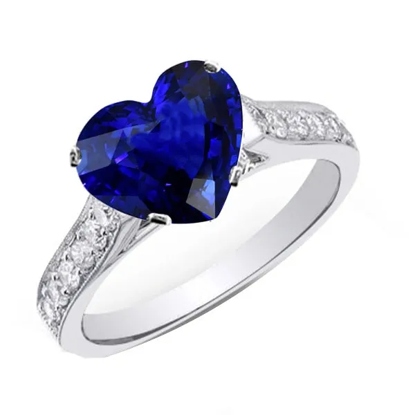 HarryChadEntcom Gold Heart Ceylon Sapphire Natural Earth Mined Diamond Engagement Ring 4 Carats Rings HarryChadEntcom Gold Heart Ceylon Sapphire Natural Earth Mined Diamond Engagement Ring 4 Carats Rings
