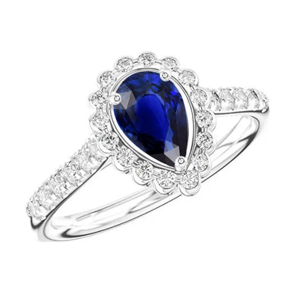 HarryChadEntcom Rings Halo Srilanka Sapphire Ring Pear White Gold Natural Earth Mined Diamonds 4 Carats HarryChadEntcom Rings Halo Srilanka Sapphire Ring Pear White Gold Natural Earth Mined Diamonds 4 Carats
