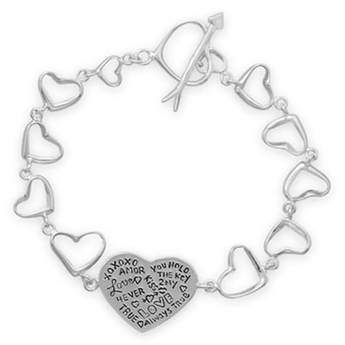 MMA Sterling Silver 75 Heart Link Message Bracelet MMA Bracelets