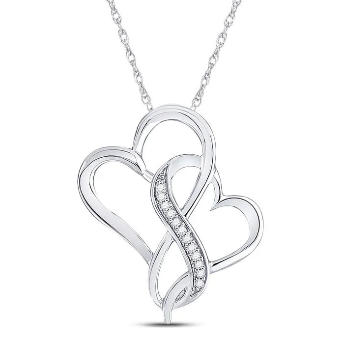 Necklaces GND GND Sterling Silver Womens Round Diamond Entwined Heart Pendant 120 Cttw Necklaces GND GND Sterling Silver Womens Round Diamond Entwined Heart Pendant 120 Cttw