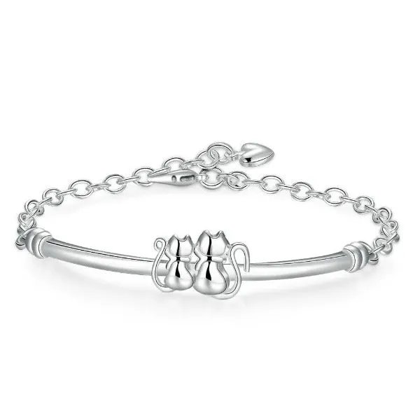 Bracelets 925 Sterling Silver Cat Couple Bracelet CatCurio Pet Store Worlds Best Cat Supplies Store