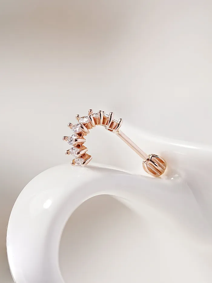 Earrings MinimalBijoux 14K Gold Wing Curve Cubic Cartilage Earring 18G16G