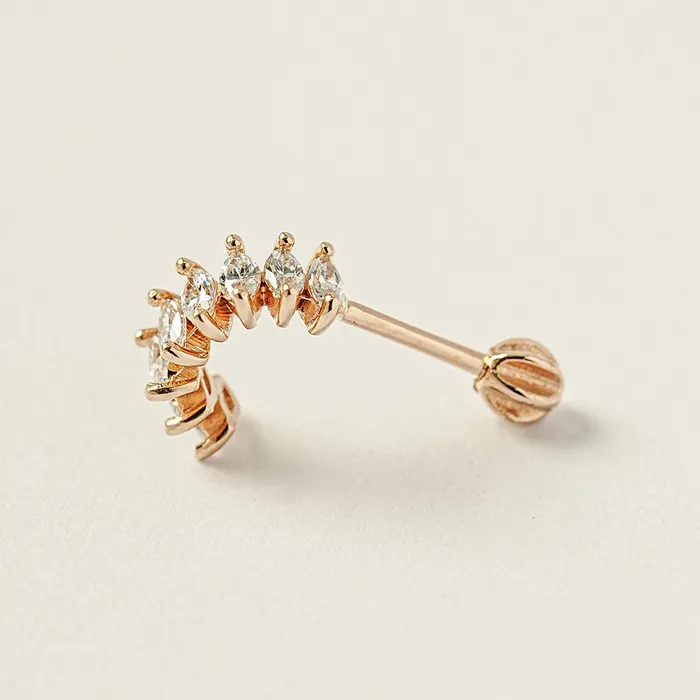 Earrings MinimalBijoux 14K Gold Wing Curve Cubic Cartilage Earring 18G16G