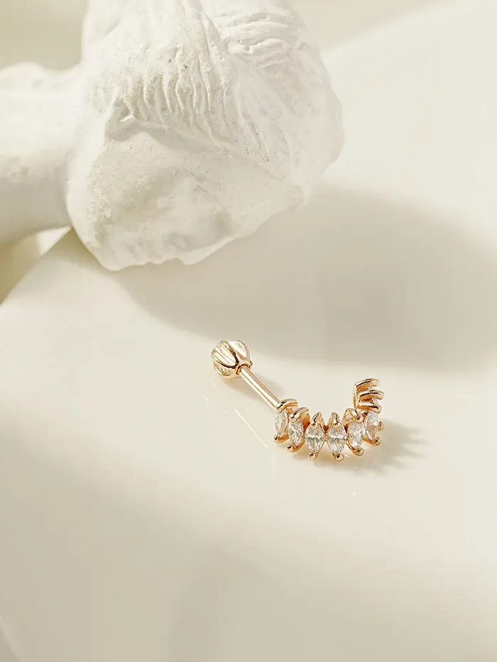 Earrings MinimalBijoux 14K Gold Wing Curve Cubic Cartilage Earring 18G16G
