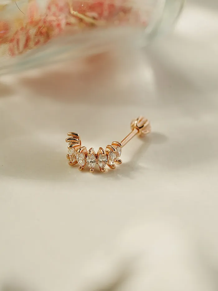Earrings MinimalBijoux 14K Gold Wing Curve Cubic Cartilage Earring 18G16G