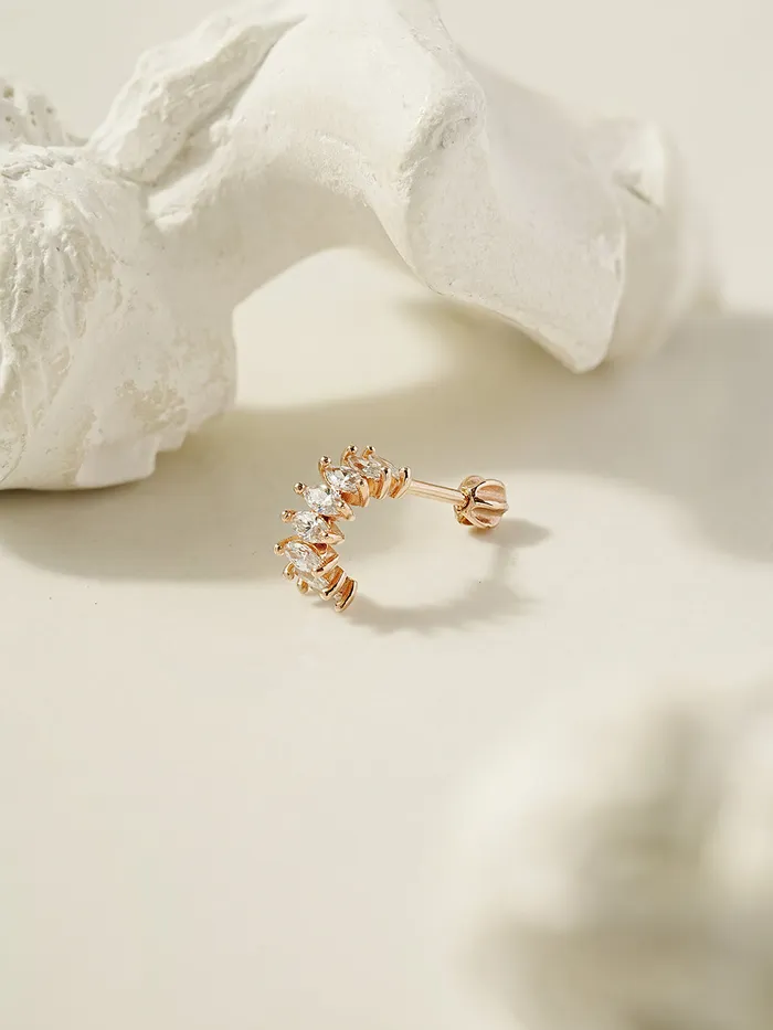 Earrings MinimalBijoux 14K Gold Wing Curve Cubic Cartilage Earring 18G16G