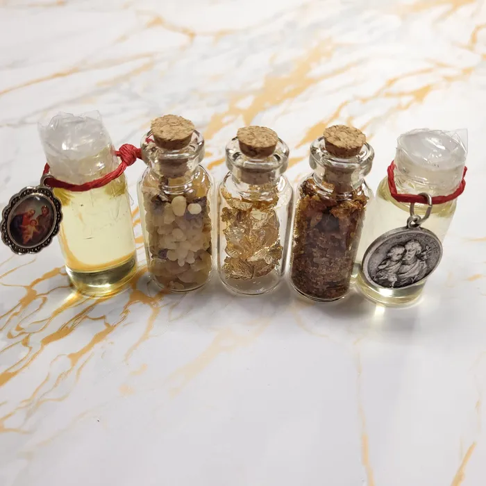 Earrings Nativity box Myrrh Incense Gold Silver Rosary Relics oils medals prayer cards Our Lady of Gifts