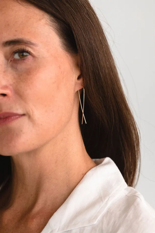 Earrings Sheena Marshall Jewelry Telluride Long Threader Earrings Gold Fill
