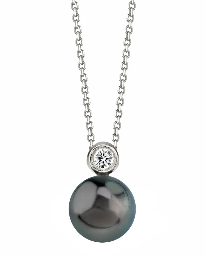Necklaces SPT Tahitian South Sea Pearl Diamond Honor Pendant