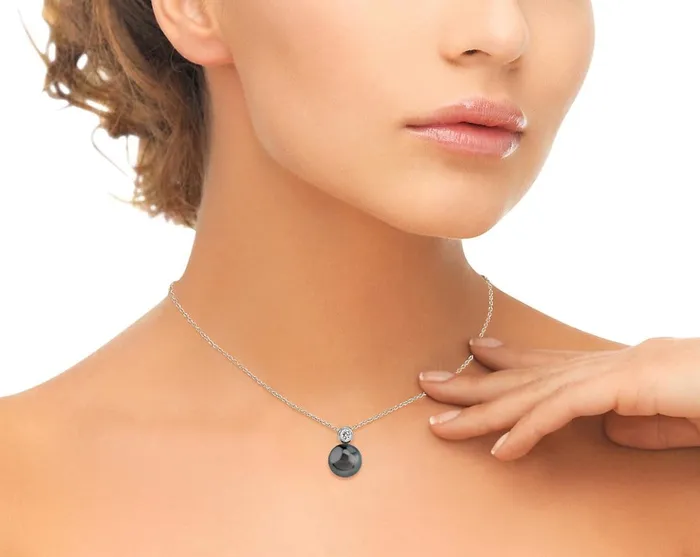 Necklaces SPT Tahitian South Sea Pearl Diamond Honor Pendant