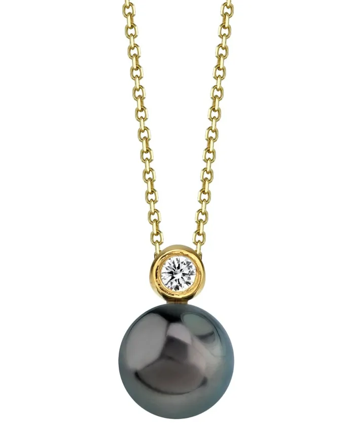 Necklaces SPT Tahitian South Sea Pearl Diamond Honor Pendant