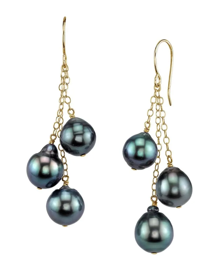SPT Earrings Tahitian South Sea Drop Pearl Cluster Earrings