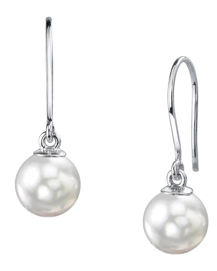 White South Sea Pearl Shepherd Hook Dangle Earrings SPT Earrings