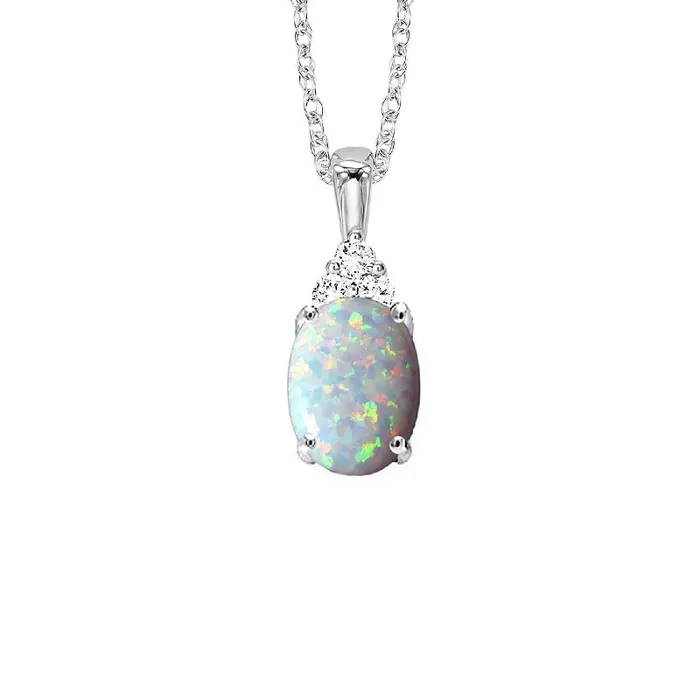 Gems One 10k White Gold Prong Opal Necklace 130CT Necklaces